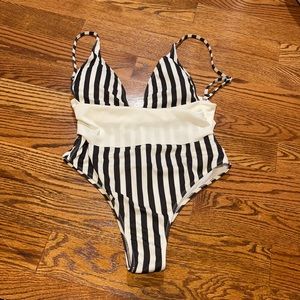 Black & White Striped One Piece